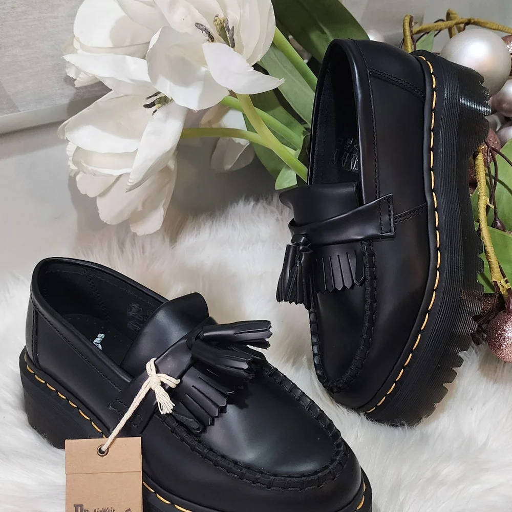 Dr Martens Adrian Leather Platform Tassel Loafers Women shoes New